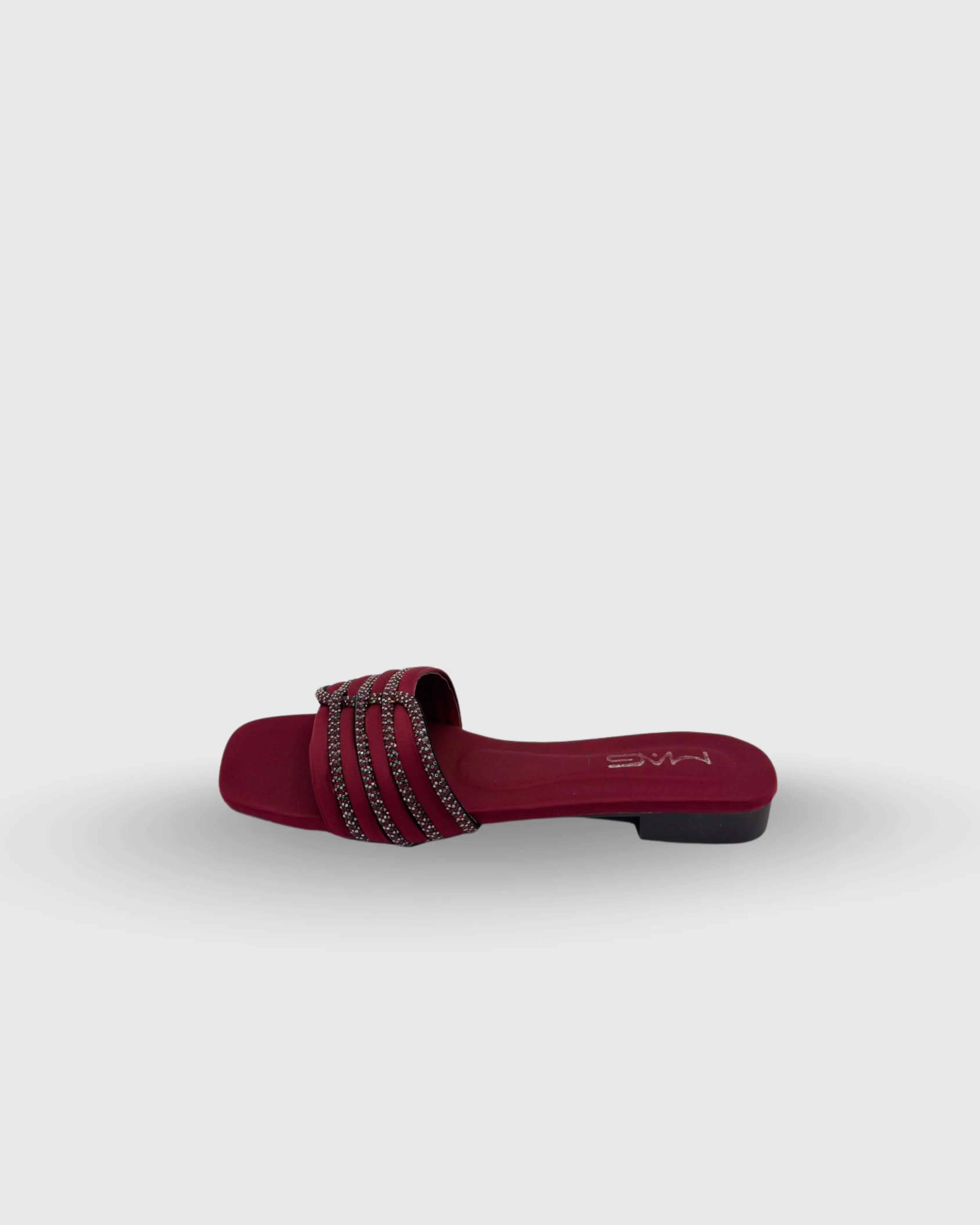 maroon embellished flat slippers for women Pakistan